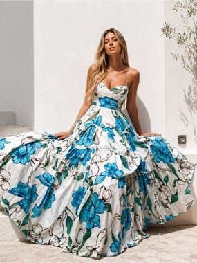 Aje Botanical‎ Maxi Dress US 6 Tiered Cutout Corset Euro Summer Event Gown AU 10